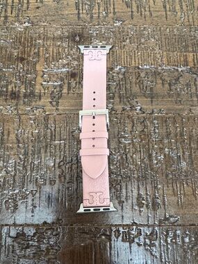 Tory Burch McGraw Blush Pink Leather Apple Watch band with Silver Hardware 38-45